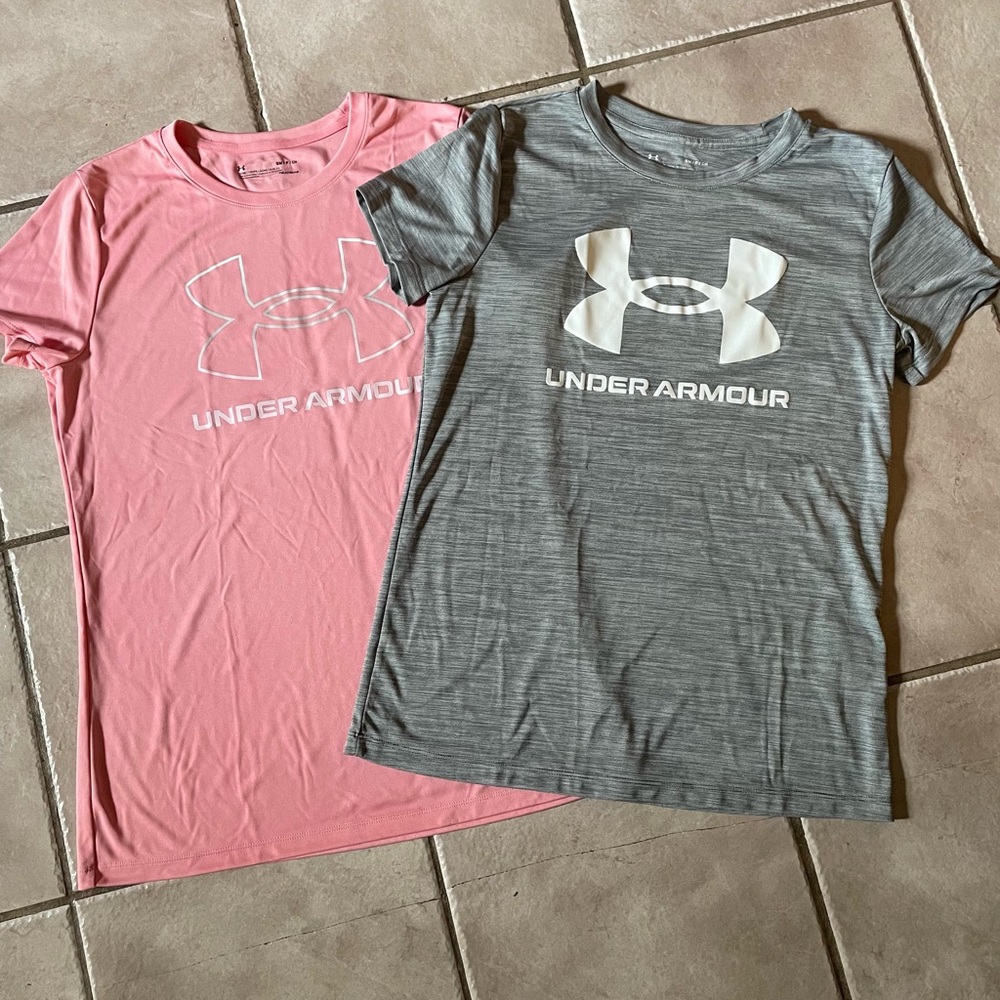 TWO Women’s Under Armour short sleeve tee shirts. Size small.